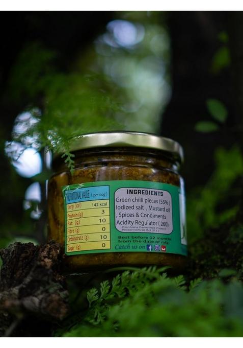 Tummygram Llp Green Chilli Pickle Homemade Style 300G Glass Jar Vegetarian