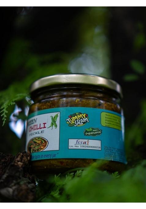 Tummygram Llp Green Chilli Pickle Homemade Style 300G Glass Jar Vegetarian