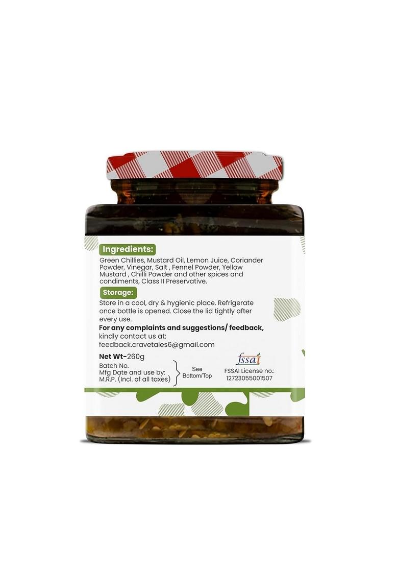 Cravetales Chilli Pickle 250G 100 Natural Homemade Tasty Healthy No Artificial Color Flavor Palm Oil Free