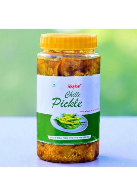 Skybe Green Chilli Pickle 500G – Strong Spice Heat Mixed With Tangy Aroma For An Elite Taste Experience