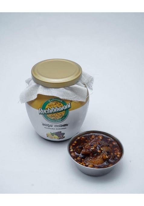 Ruchi Bharani Ruchibharani Madhura Naranga '300 Gm' | Steamed Lemons With Jaggery And Chilli Flakes A Unique Blend Of Sweet Tangy Spicy Flavour Traditional Age Old Recipe Lesser Salt Content Than Other Conventional Pickles Prepared In Pure Coconut Oil Nat