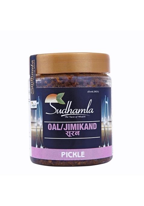 Sudhamla Jimikand Pickle Suran Ka Achar 200 Gm | Premium Homemade Less Oil Ready To Eat Delicious Kanda Pahadi Healthy Preservative Free Packed In 100 Food Graded Jar