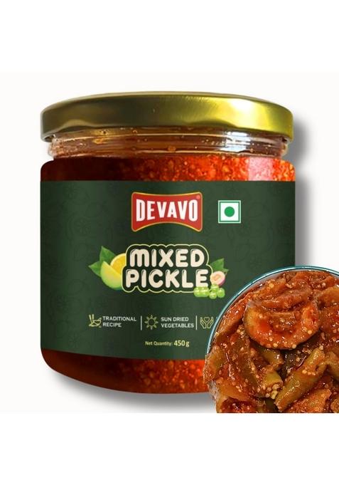 Devavo Mixed Pickle 450 G | Traditional Grandma'S Recipe Handmade With Love Sun Dried No Artificial Colour Flavour