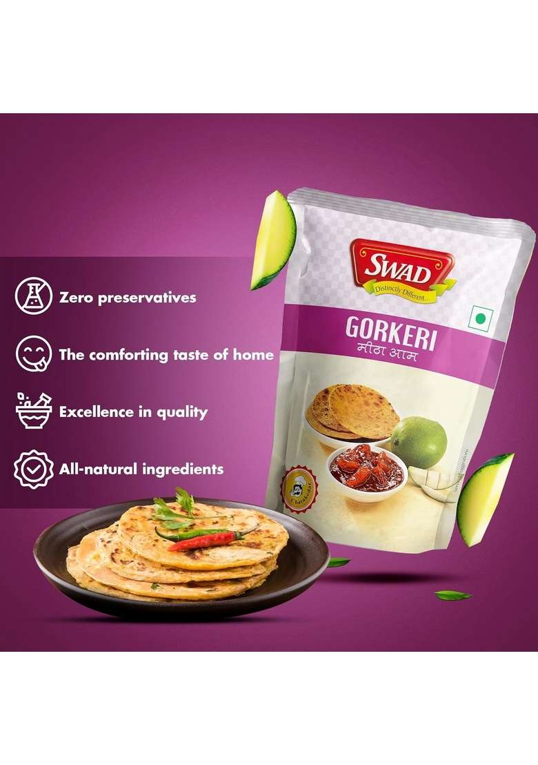 Swad Delicious And Tangy Sweet Gor Keri Chutney Mango Aam 200Gm Each Pack Of 5 - Indya