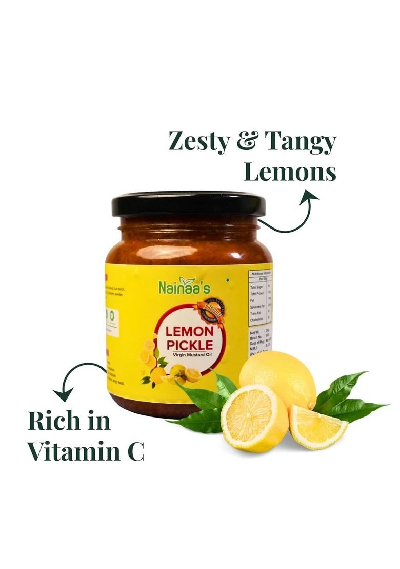 Nainaas Kitchen Lemon Pickle Made With Virgin Mustard Oil | 100 Natural Tangy No Artificial Preservatives Rich In Vitamin C 250G