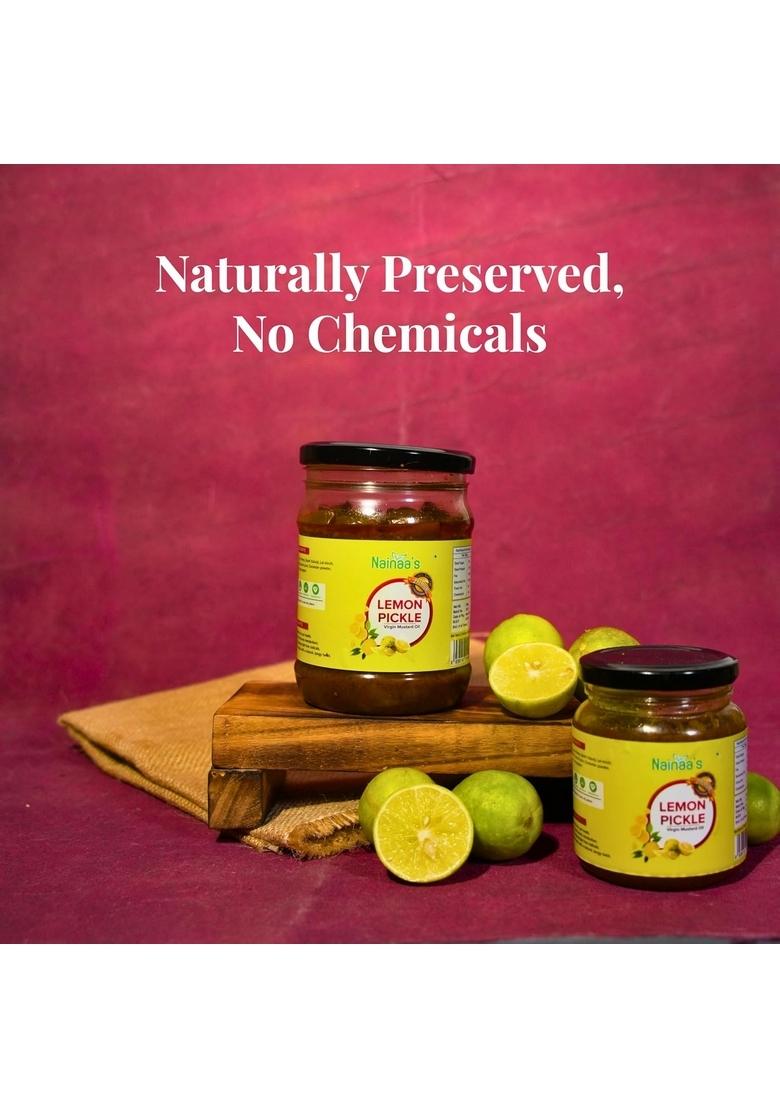 Nainaas Kitchen Lemon Pickle Made With Virgin Mustard Oil | 100 Natural Tangy No Artificial Preservatives Rich In Vitamin C 250G