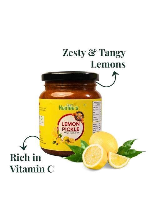 Nainaas Kitchen Lemon Pickle Made With Virgin Mustard Oil | 100 Natural Tangy No Artificial Preservatives Rich In Vitamin C 250G