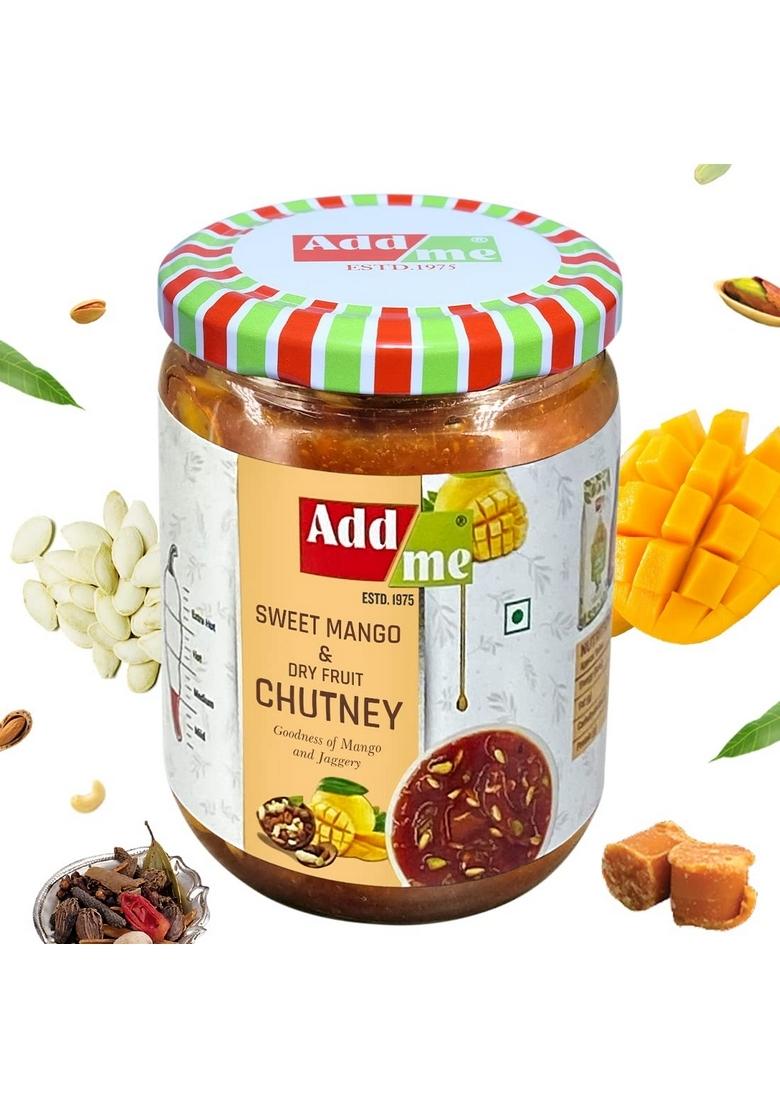 Add Me Sweet Navratan Mango Chutney Pickle With Dry Fruits Aam Ki Chatni Jam Preserve In Spices 600G Glass Pack