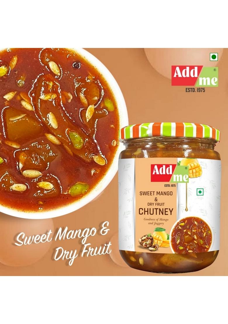 Add Me Sweet Navratan Mango Chutney Pickle With Dry Fruits Aam Ki Chatni Jam Preserve In Spices 600G Glass Pack