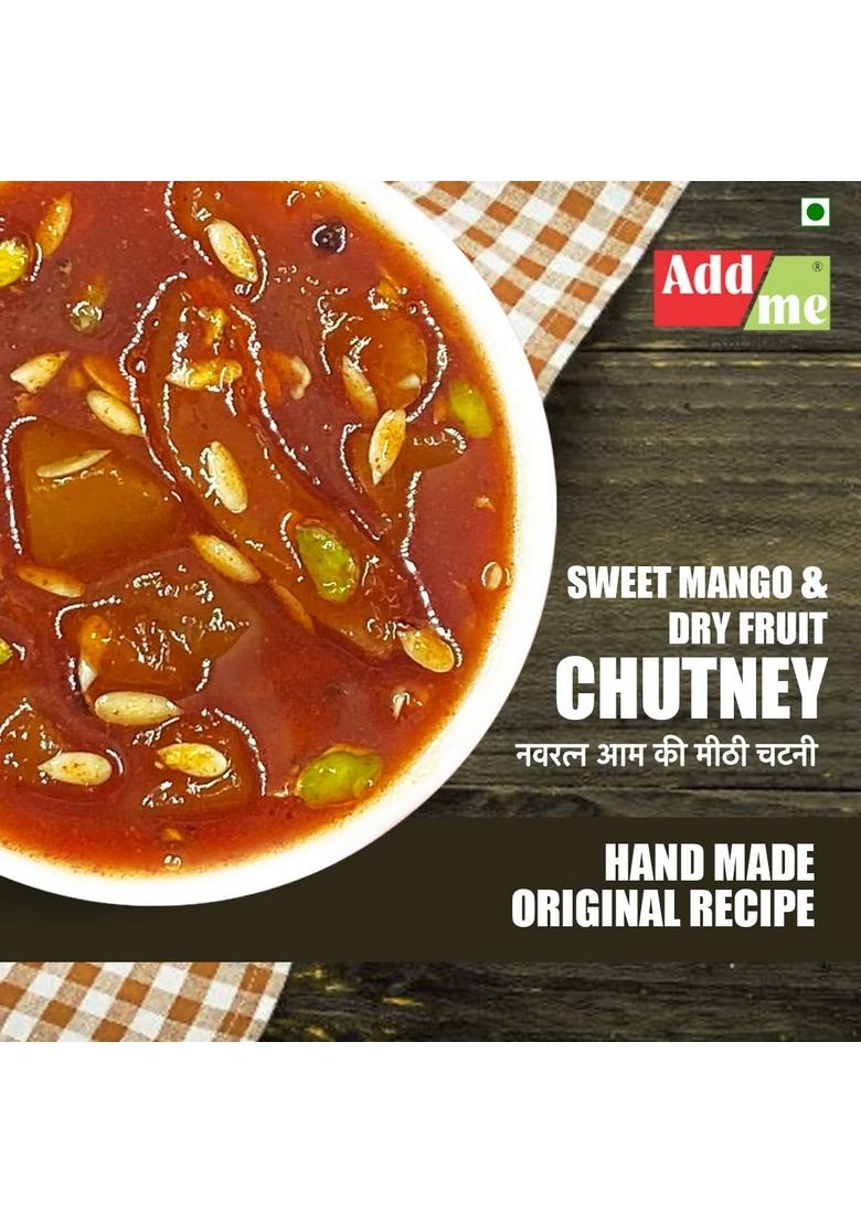 Add Me Sweet Navratan Mango Chutney Pickle With Dry Fruits Aam Ki Chatni Jam Preserve In Spices 600G Glass Pack