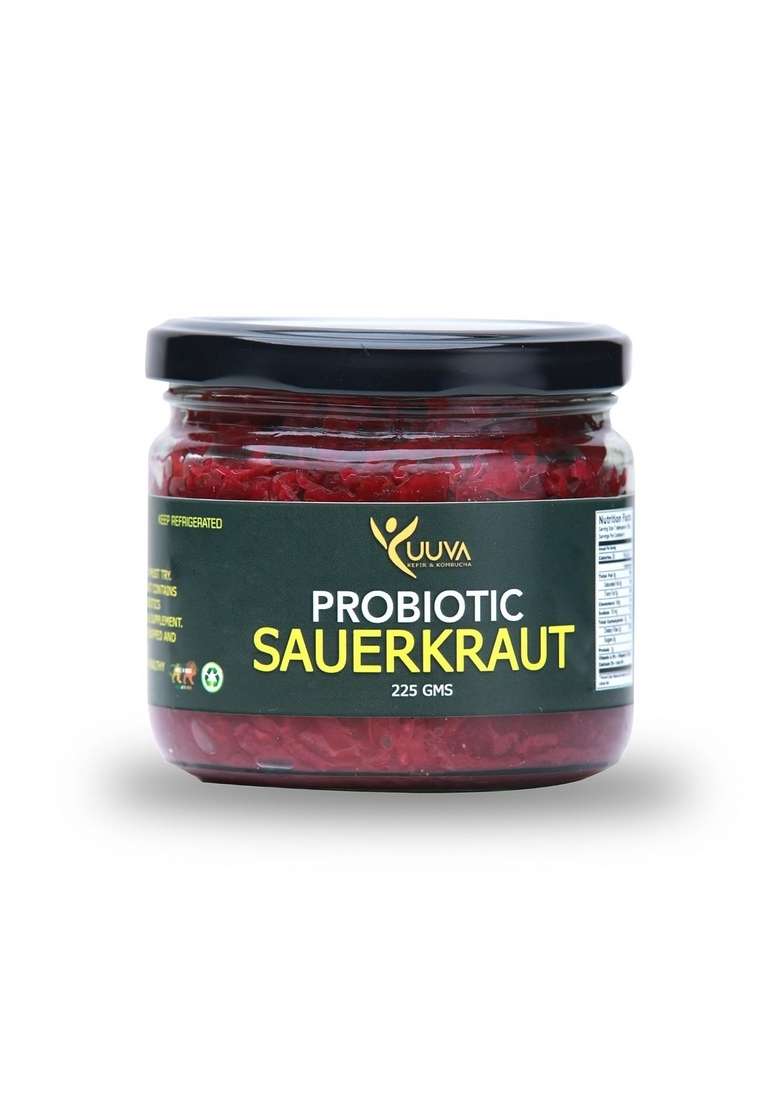 Yuuva Kimchi And Sauerkraut Combo Pack 225 Gms X 2 450 | 100 Veg Traditionally Naturally Fermented - Indya