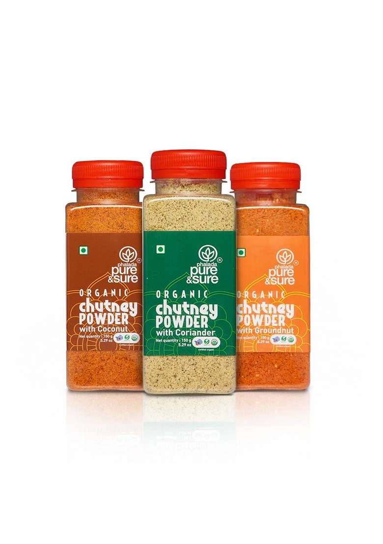 Phalada Pure Sure Combo Pack Of Organic Chutney Powder Groundnut 150Gms Coconut And Coriander - Indya