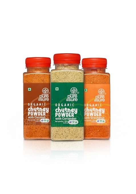 Phalada Pure Sure Combo Pack Of Organic Chutney Powder Groundnut 150Gms Coconut And Coriander