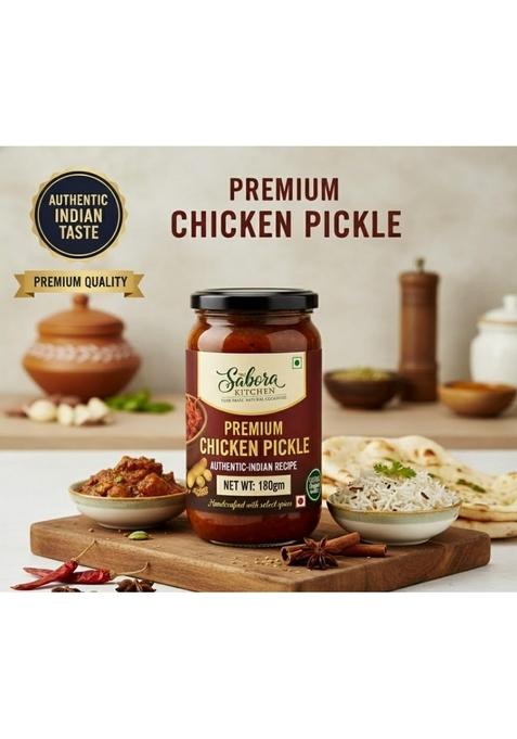 Sabora Kitchen Premium Chicken Pickle Authentic Indian Recipe Handcrafted With Select Spices 180 Gm Glass Bottle