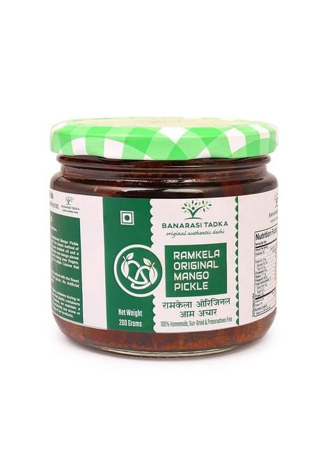 Banarasi Tadka Ramkela Original Mango Pickle | 100 Homemade Sun Dried Aam Achar 200G Glass Jar
