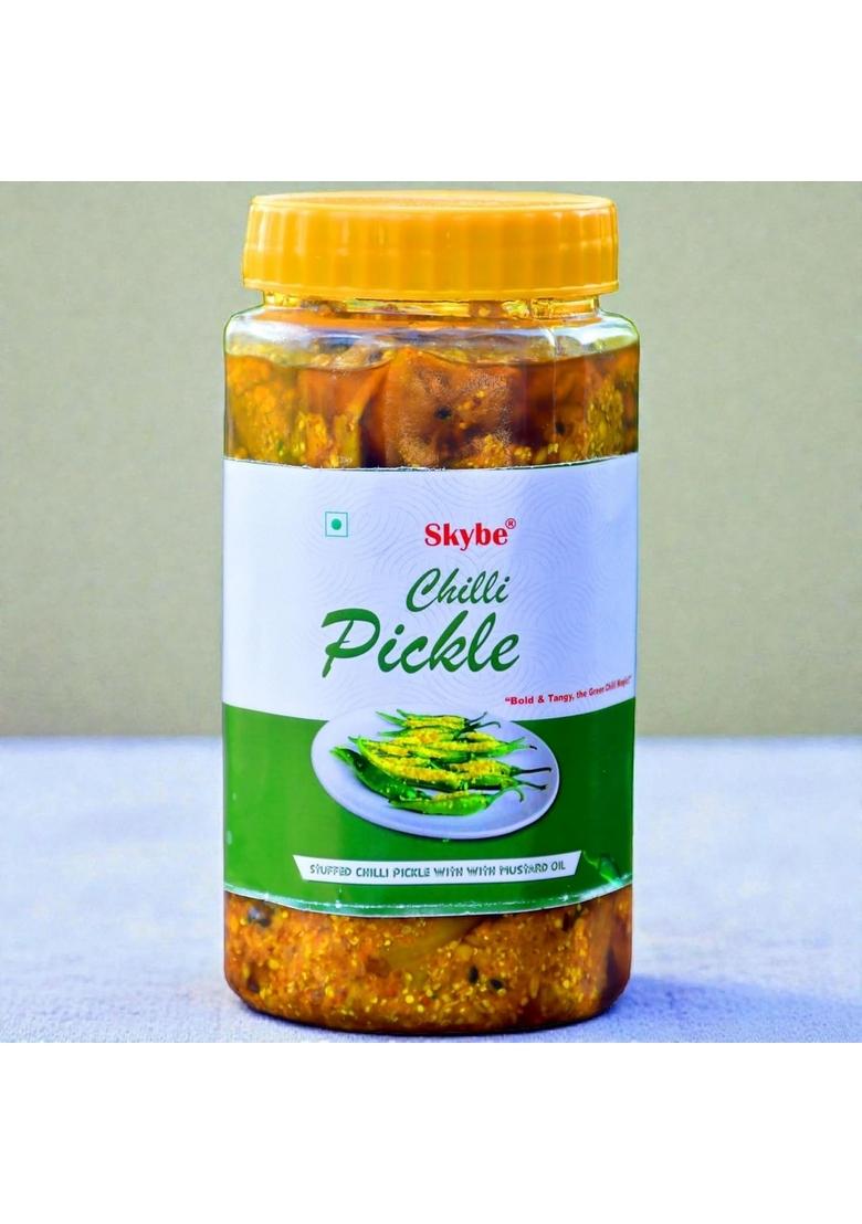 Skybe Green Chilli Pickle 500G Fresh Spicy Punch Loaded With Tangy Heat Mix