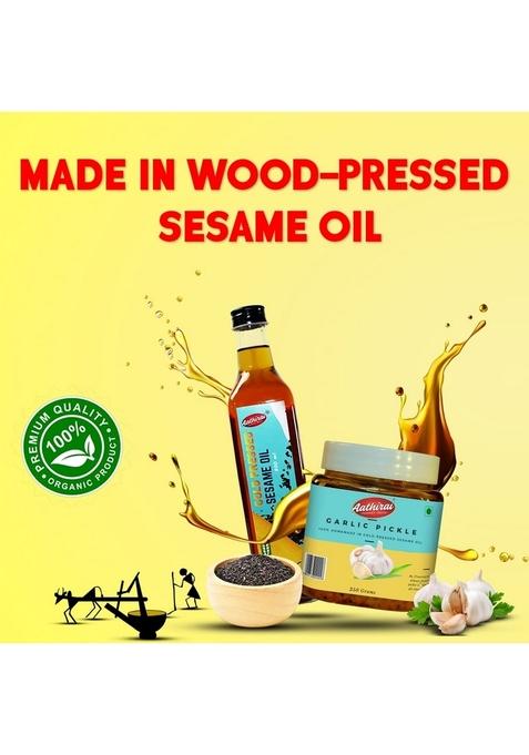 Aathirai Garlic Pickle 250 Gm | No Artificial Preservatives 100 Natural Organic Homemade Made With Cold Pressed Oil Spicy Tangy