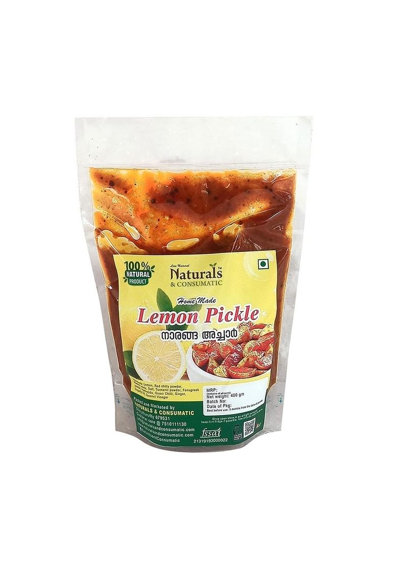 Naturals Consumatic Live Natural Lemon Pickle Kerala Traditional Homemade Nadan Naranga Achaar 400Gm