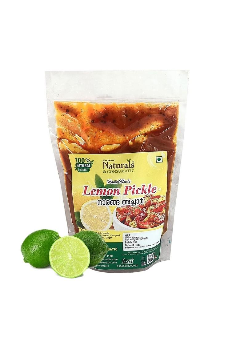 Naturals Consumatic Live Natural Lemon Pickle Kerala Traditional Homemade Nadan Naranga Achaar 400Gm