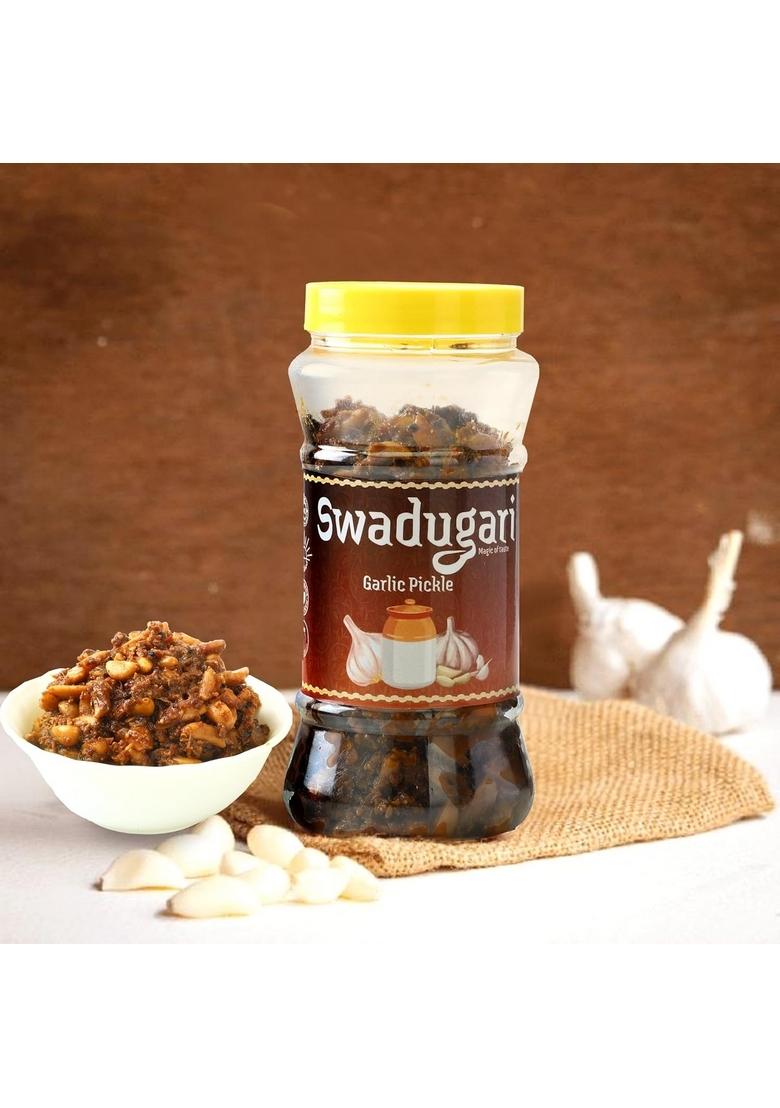 Swadugari Garlic Pickle 400 Gm | Homemade Pickles Traditional Lehsun Ka Achar Less Oil No Chemicals Preservatives