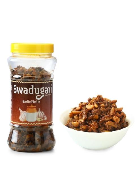 Swadugari Garlic Pickle 400 Gm | Homemade Pickles Traditional Lehsun Ka Achar Less Oil No Chemicals Preservatives