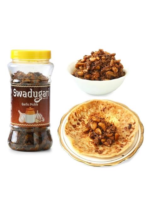 Swadugari Garlic Pickle 400 Gm | Homemade Pickles Traditional Lehsun Ka Achar Less Oil No Chemicals Preservatives