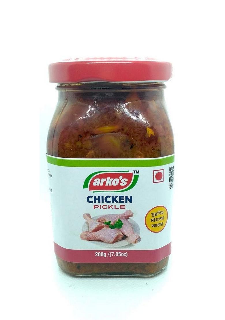 Arkos Homemade Chicken Pickle 200Gm Indian Traditional Hot Tangy Sour Spicy With 100 Natural Ingredients No Artificial Flavours And Colors Perfect For Rice Roti Ready To Use