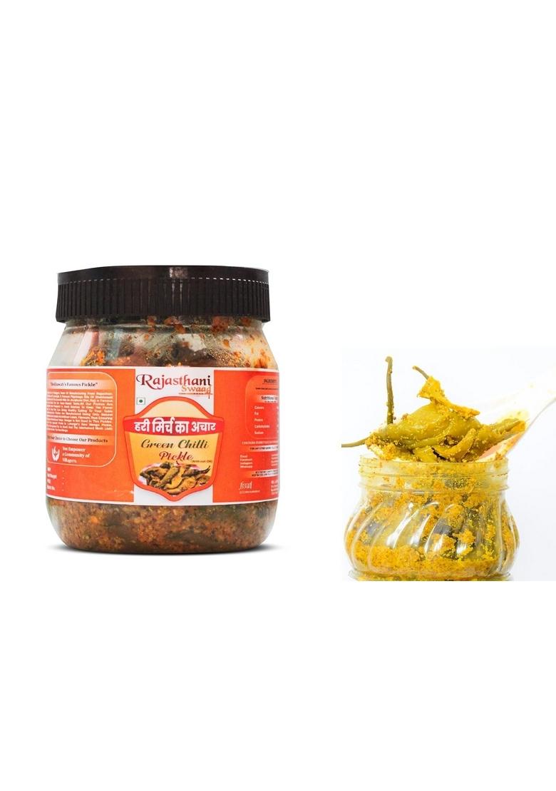 Rajasthani Swaad Hari Rai Mirch Ka Achar Homemade Green Chilli Pickle Without Oil Real Taste Of Rajasthan | Jar 1 Kg