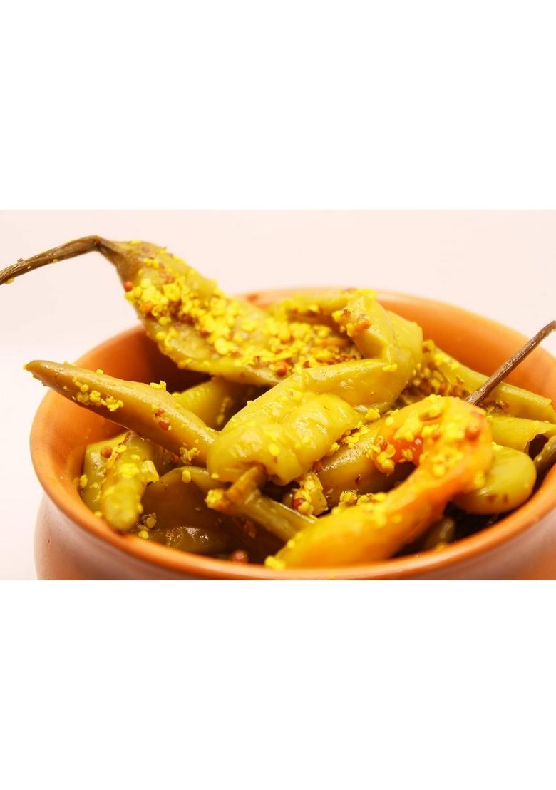 Rajasthani Swaad Hari Rai Mirch Ka Achar Homemade Green Chilli Pickle Without Oil Real Taste Of Rajasthan | Jar 1 Kg