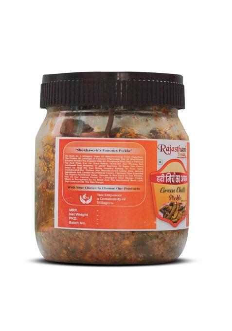 Rajasthani Swaad Hari Rai Mirch Ka Achar Homemade Green Chilli Pickle Without Oil Real Taste Of Rajasthan | Jar 1 Kg