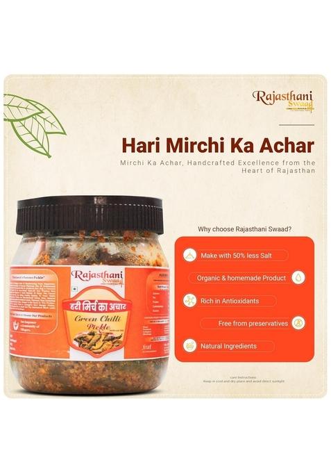 Rajasthani Swaad Hari Rai Mirch Ka Achar Homemade Green Chilli Pickle Without Oil Real Taste Of Rajasthan | Jar 1 Kg
