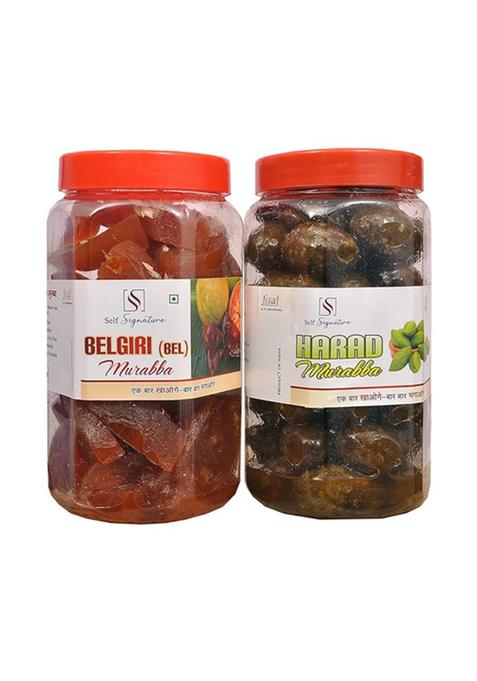 Self Signature Combo Of Homemade Organic Sweet Bel Murabba And Harad Morabba 900 Gram Each Pack 2