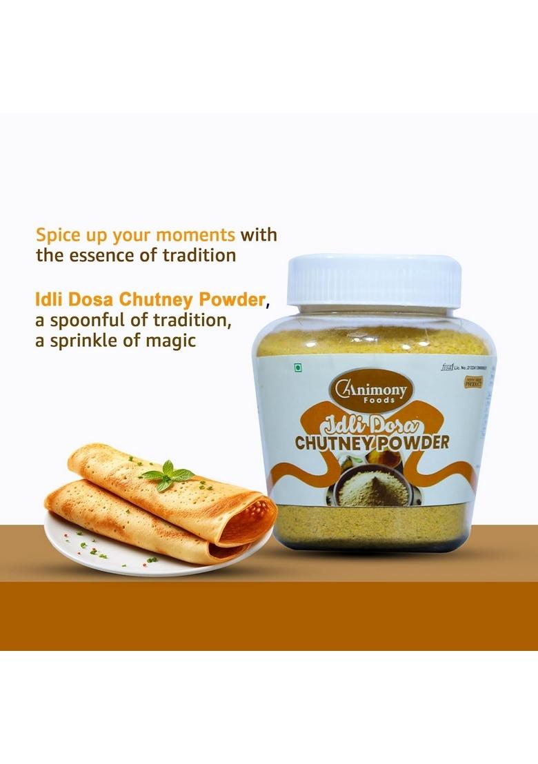 Animony Foods Idli Dosa Chutney Powder | Authentic South Indian Recipe Instant Mix For No Preservatives Ready To Eat 200G