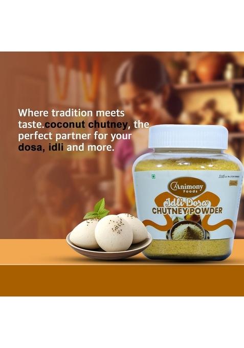 Animony Foods Idli Dosa Chutney Powder | Authentic South Indian Recipe Instant Mix For No Preservatives Ready To Eat 200G