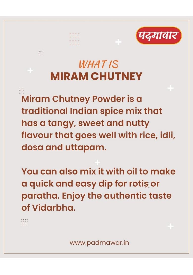 Padmawar Miram Chutney Tangy Nutty Spicy Dry Powdered | Delicious Ready To Eat Rich Ingredients No Preservatives Or Additives 200 Gms