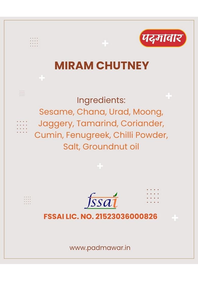 Padmawar Miram Chutney Tangy Nutty Spicy Dry Powdered | Delicious Ready To Eat Rich Ingredients No Preservatives Or Additives 200 Gms