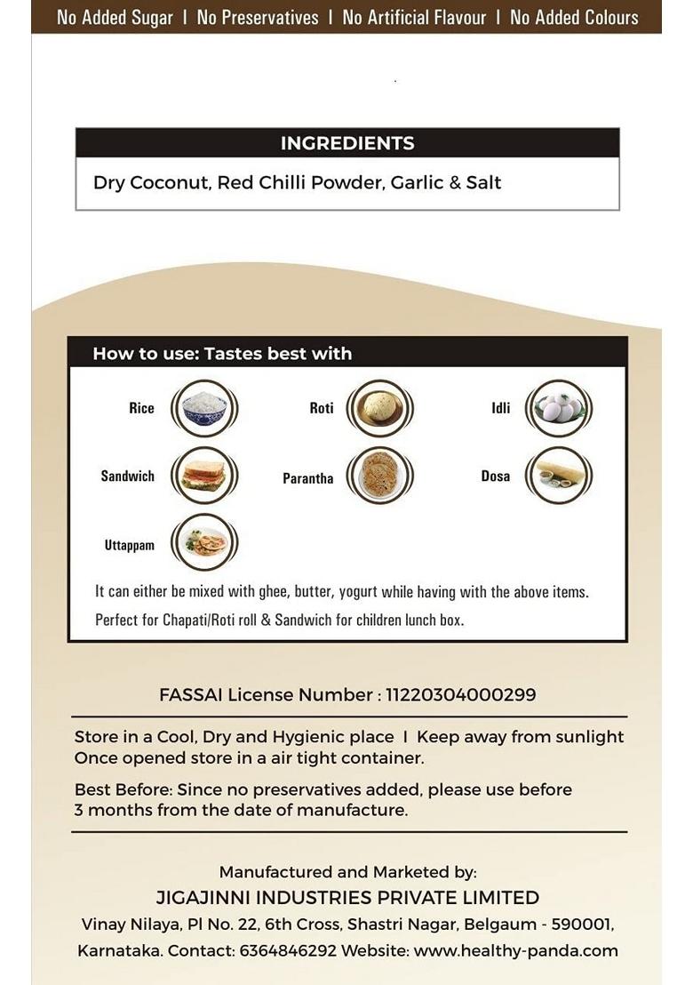 Healthy Panda Dry Coconut Garlic Chutney Powder Khobra Lasun Kobbari Nariyal 300 G