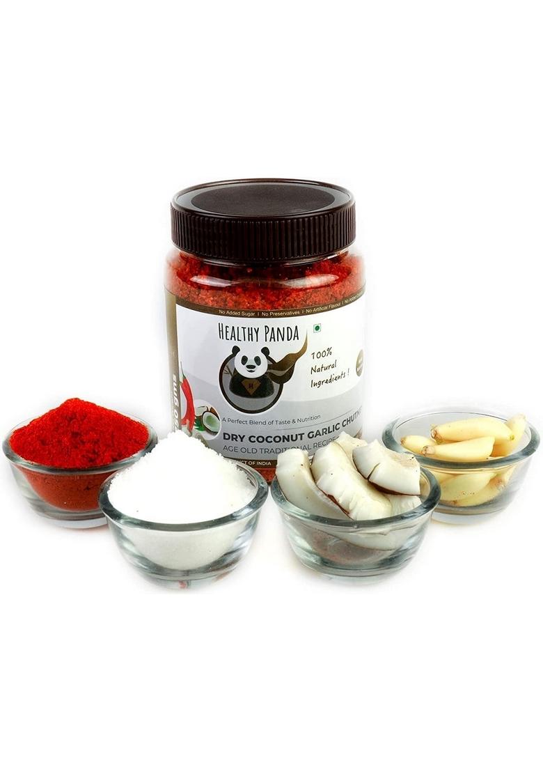 Healthy Panda Dry Coconut Garlic Chutney Powder Khobra Lasun Kobbari Nariyal 300 G