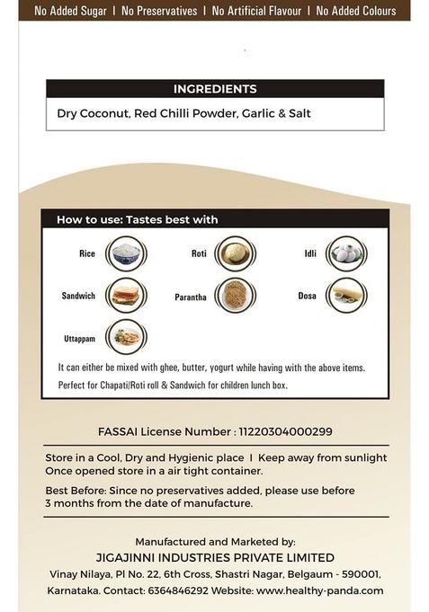 Healthy Panda Dry Coconut Garlic Chutney Powder Khobra Lasun Kobbari Nariyal 300 G