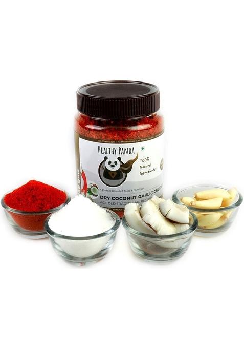 Healthy Panda Dry Coconut Garlic Chutney Powder Khobra Lasun Kobbari Nariyal 300 G