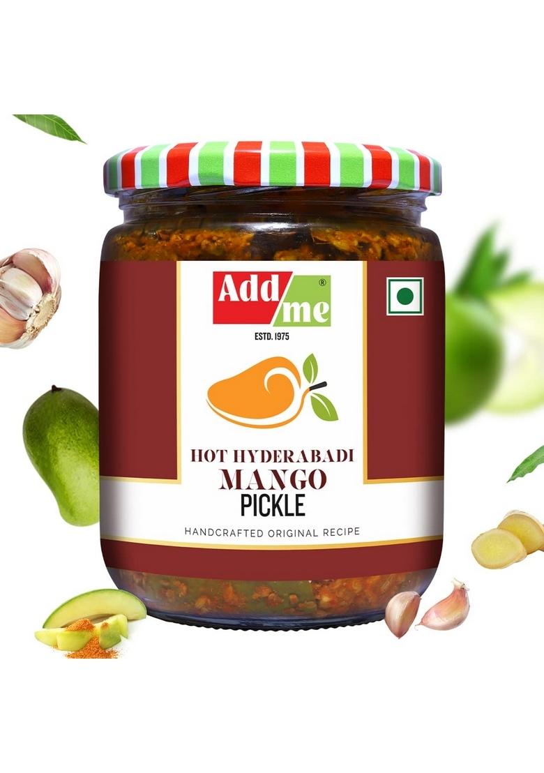 Add Me Home Made Hot Mango Pickle Andhra Pickles With Garlic And Ginger 500Gm South Indian Aam Ka Achar Adrak Lahsun Masala