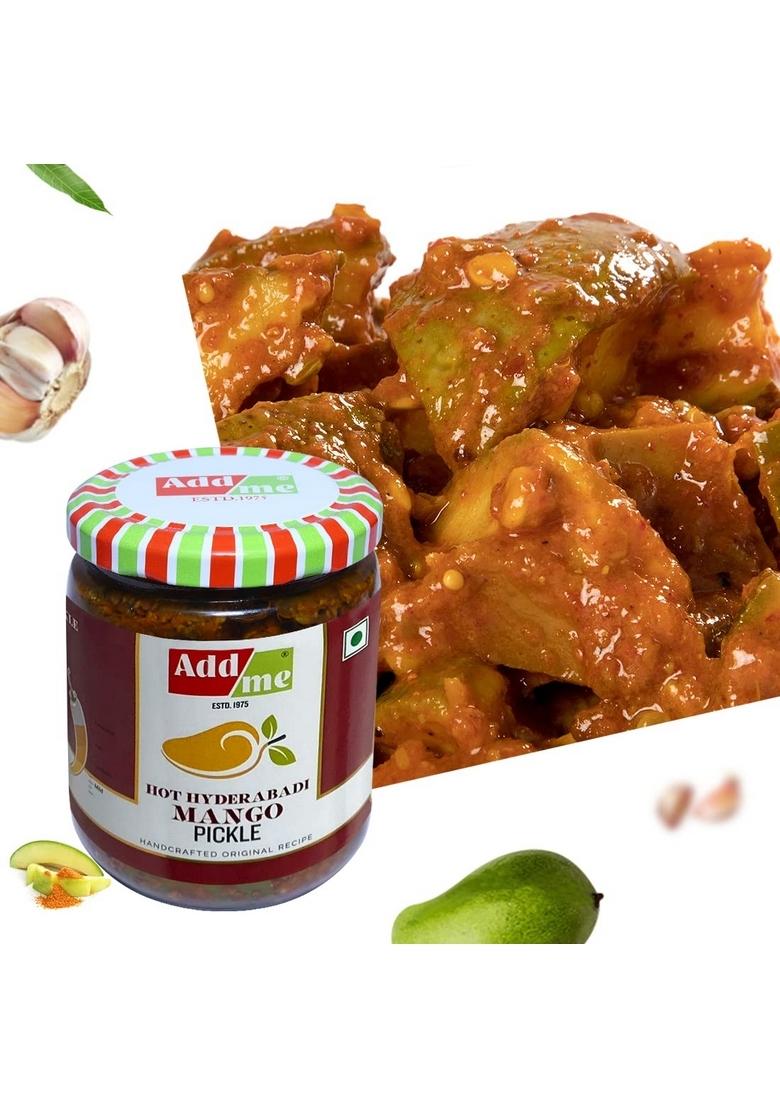 Add Me Home Made Hot Mango Pickle Andhra Pickles With Garlic And Ginger 500Gm South Indian Aam Ka Achar Adrak Lahsun Masala