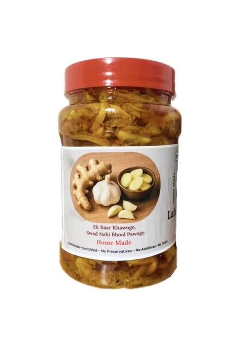 Champaran Achar Lahsun Adrak Ka | Garlic Ginger Pickle Traditional Indian Homemade Authentic Desi Taste 500G No Preservatives Spicy Tangy Condiment