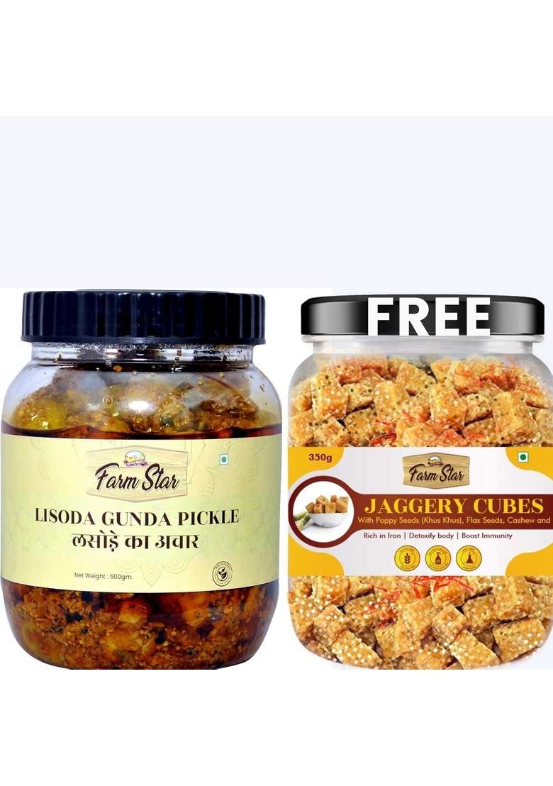 Farm Star Lisoda Gunda Pickle 500Gm 350Gm Jaggery Cubes Free - Indya