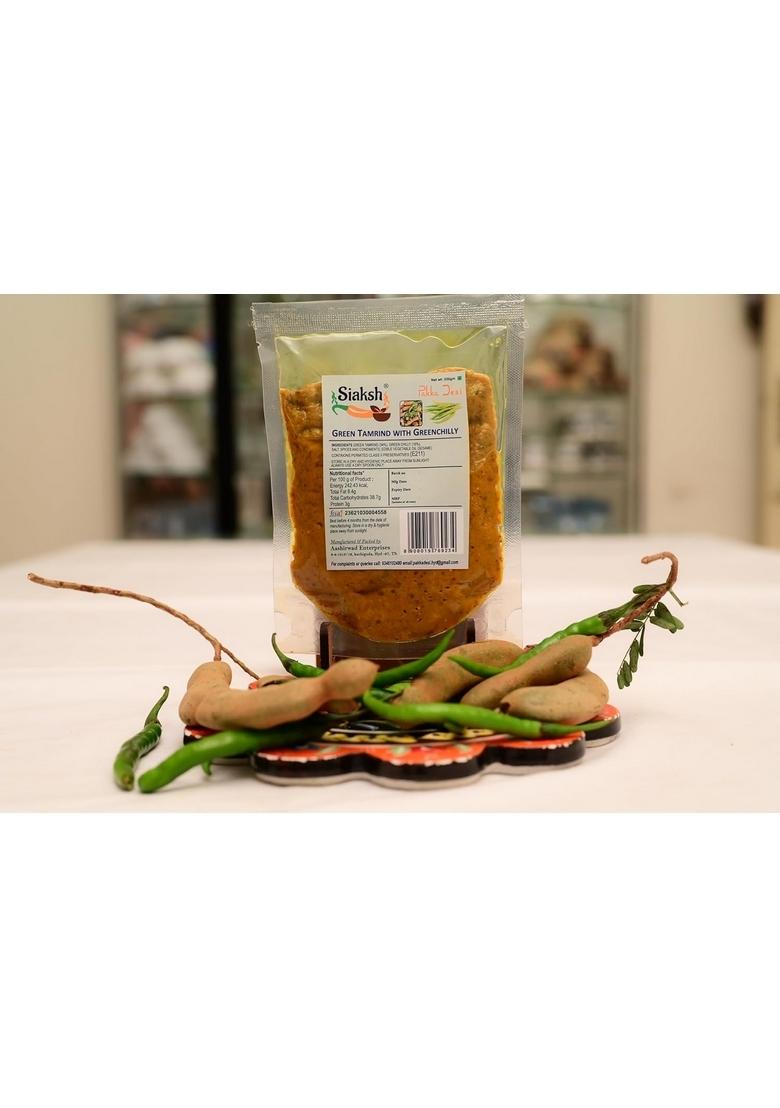 Siaksh Special Fresh Spicy Tamarind Imli And Greenchilli Pickle 100Gm