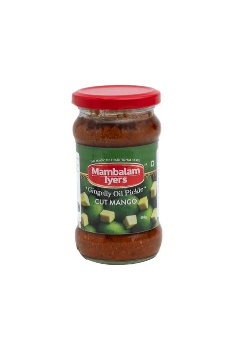 Mambalam Iyers Cut Mango Pickle 300G Glass Bottle | Aam Ka Achaar South Indian Made With 100 Gingelly Oil Mangai Oorukai