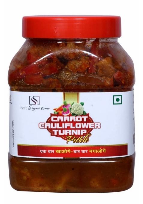Self Signature Hand Made Mother Carrot Cauliflower Turnip Mix Pickle 900 Gram