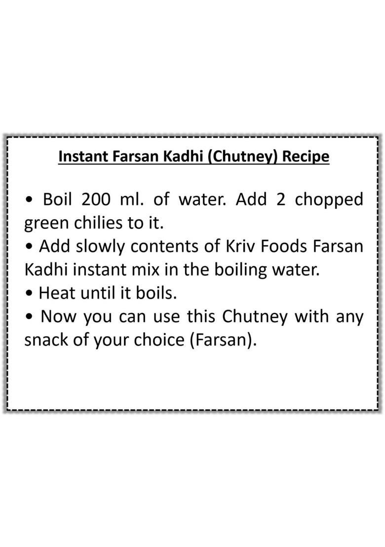 Kriv Foods Instant Farsan Kadhi Chutney Mix 360Gms Pack Of 6 60 Gms Each