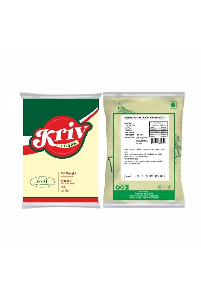 Kriv Foods Instant Farsan Kadhi Chutney Mix 360Gms Pack Of 6 60 Gms Each