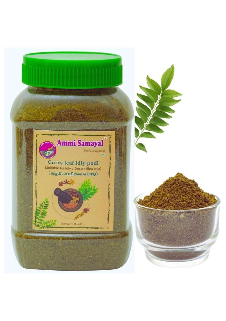 Ammi Samayal Combo | Organic Sesame Idly Chutney Podi Curry Leaves Powder Traditional South Indian Flavors 2 Pack X 200G Each Natural Ingredients Authentic Homemade Taste - Indya